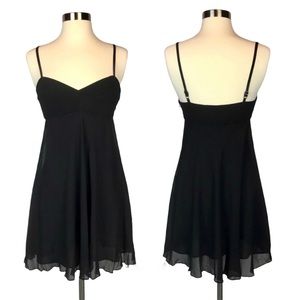 Mini Strappy Black Chiffon Skirt Dress